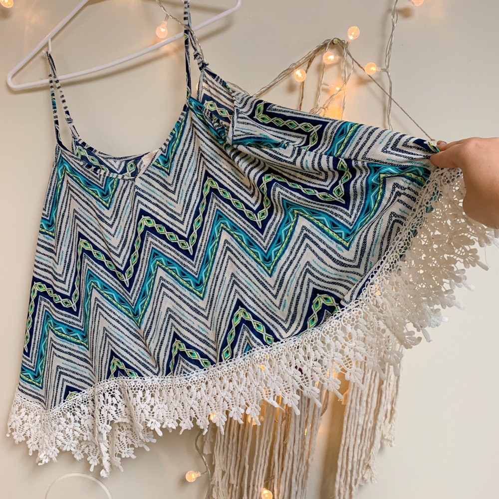 Loose Chevron Lace Tank Top